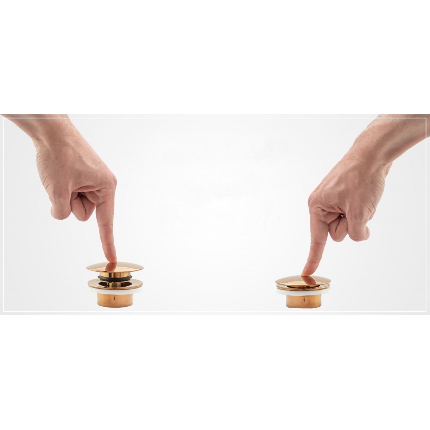 REA-A8586 - Waschbecken-Siphon mit CLICK-CLACK-Ablauf, Ø 6,4 cm, gebürstetes Gold