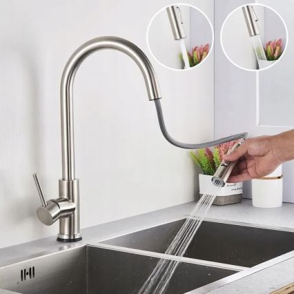 REA-B9146 - Küchenarmatur mit ausziehbarer Handbrause FRESH 39,5 cm Nickel