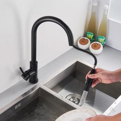 REA-B9147 - Küchenarmatur FRESH mit ausziehbarer Brause 39,5 cm matt schwarz