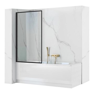 REA-K7390 - Badewannenschutzwand LAGOS 140x80 cm schwarz/Klarglas