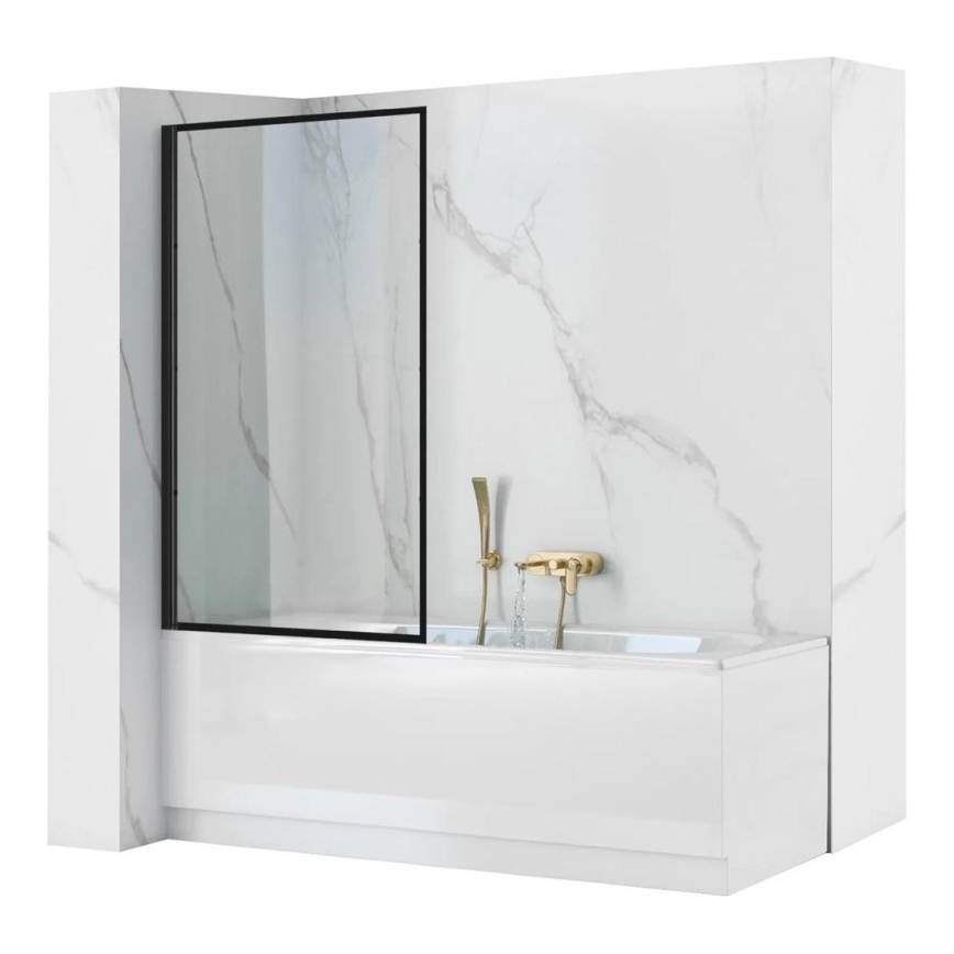 REA-K7390 - Badewannenschutzwand LAGOS 140x80 cm schwarz/Klarglas