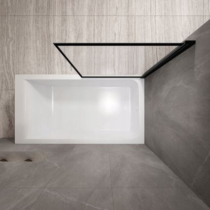REA-K7390 - Badewannenschutzwand LAGOS 140x80 cm schwarz/Klarglas