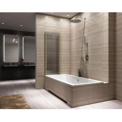 REA-K9777 - Faltbare Badewannenabtrennung AGAT 140x100 cm gebürstetes Gold/klar