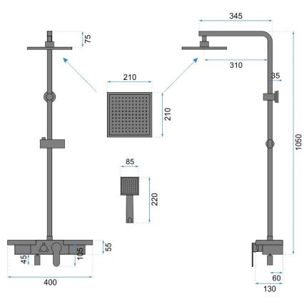 REA-P0636 - Duschset BRAVO matt schwarz