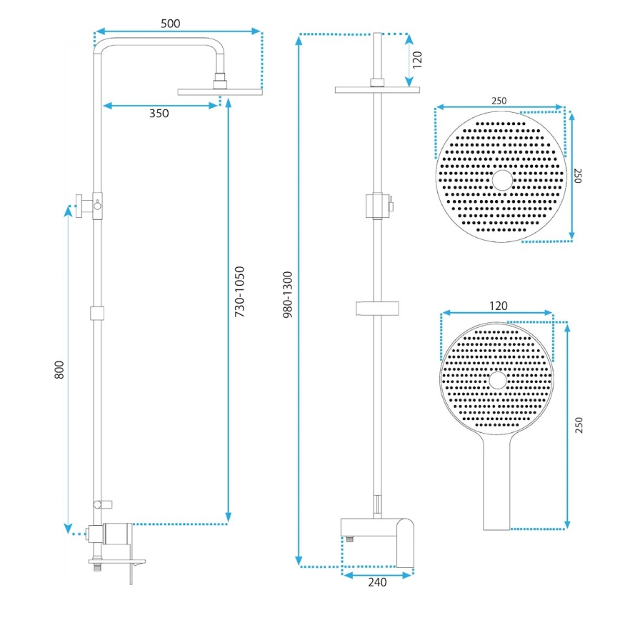 REA-P2418 - Duschset mit Mischbatterie AVALON, gebürstetes Kupfer