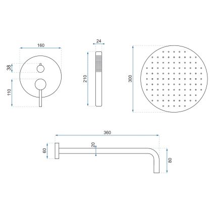 REA-P4100 - Duschset mit Unterputzarmatur LUNGO schwarz