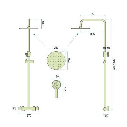 REA-P6602 - Duschgarnitur mit thermostatischer Armatur VINCENT, gebürstetes Gold