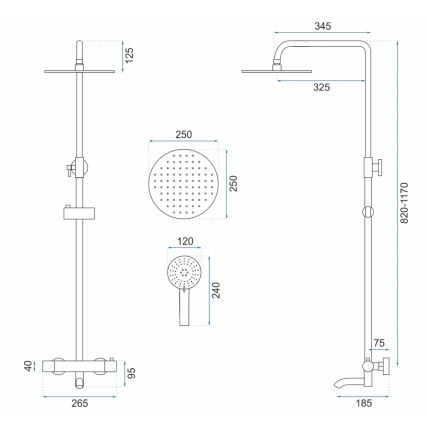 REA-P6604 - Duschset mit Thermostatarmatur LUNGO, gebürstetes Gold