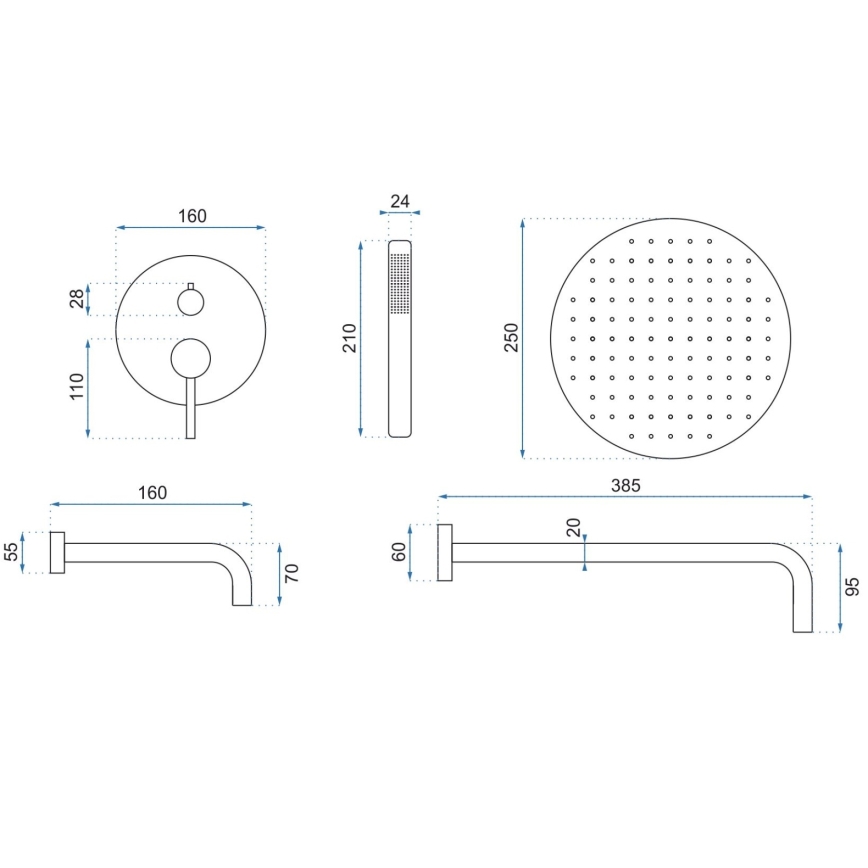 REA-P6609 - Duschset mit thermostatischer Unterputzarmatur LUNGO, gebürstetes Gold