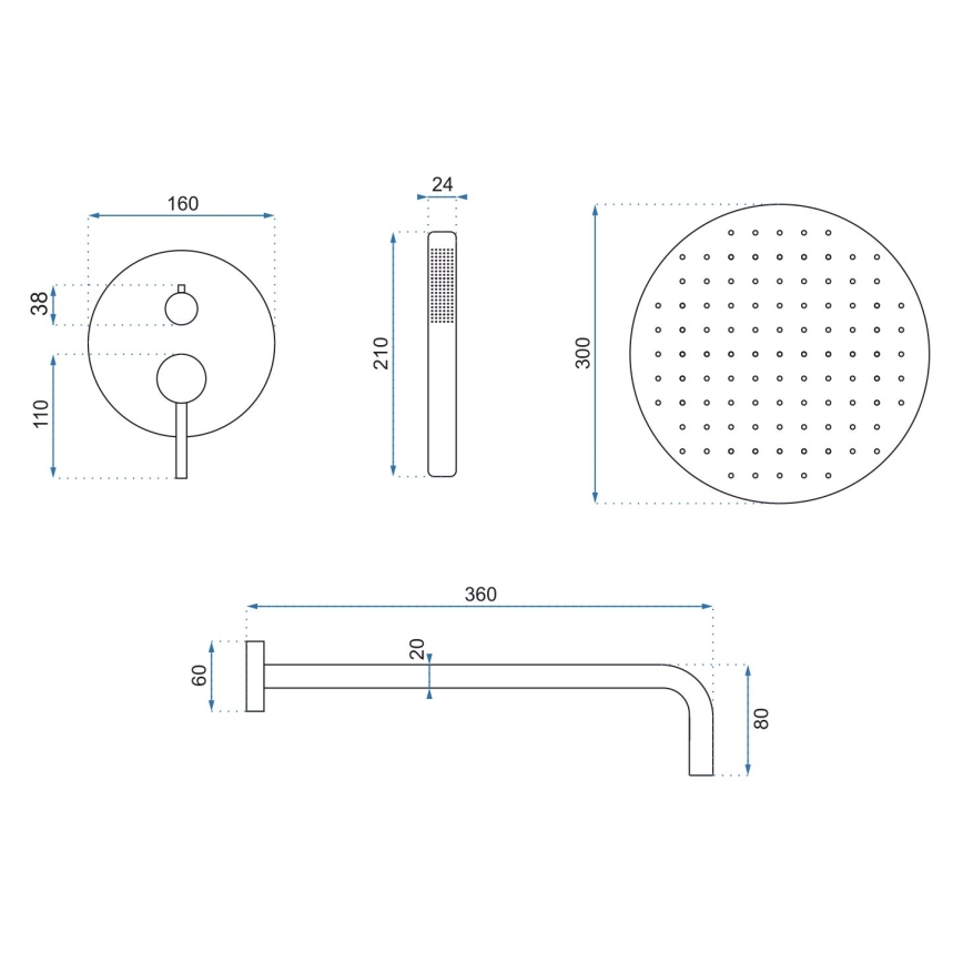 REA-P8007 - Duschset mit Unterputzarmatur LUNGO, glänzender Chrom