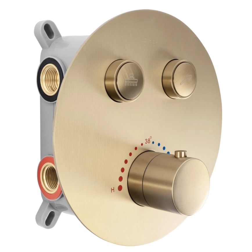 REA-P8551 - Duschgarnitur mit thermostatischer Unterputzarmatur LUNGO, gebürstetes Gold