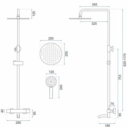 REA-P8807 - Duschset mit Thermostat-Armatur LUNGO, gebürstetes Kupfer