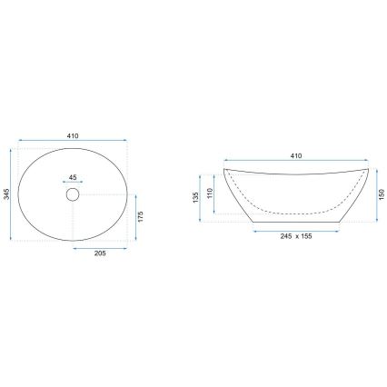 REA-U0133 - Aufsatzwaschbecken SOFIA 34,5 x 41 cm Keramik / glänzend weiß