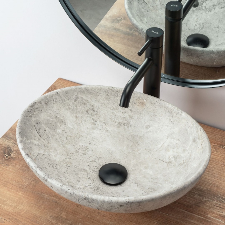 REA-U0165 - Aufsatzwaschbecken SOFIA 34,5 x 41 cm Keramik/heller Stein
