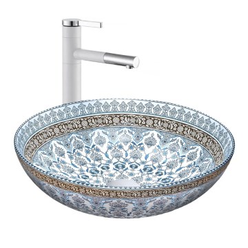 REA-U0267 - Aufsatzwaschbecken ARTE Ø 40 cm, Keramik mit Ornamentmuster