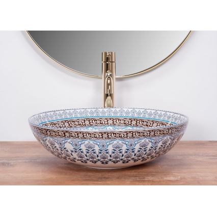REA-U0267 - Aufsatzwaschbecken ARTE Ø 40 cm, Keramik mit Ornamentmuster