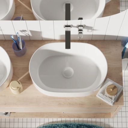 REA-U0600 - Aufsatzwaschbecken ALMA 36x57 cm Keramik / glänzend weiß