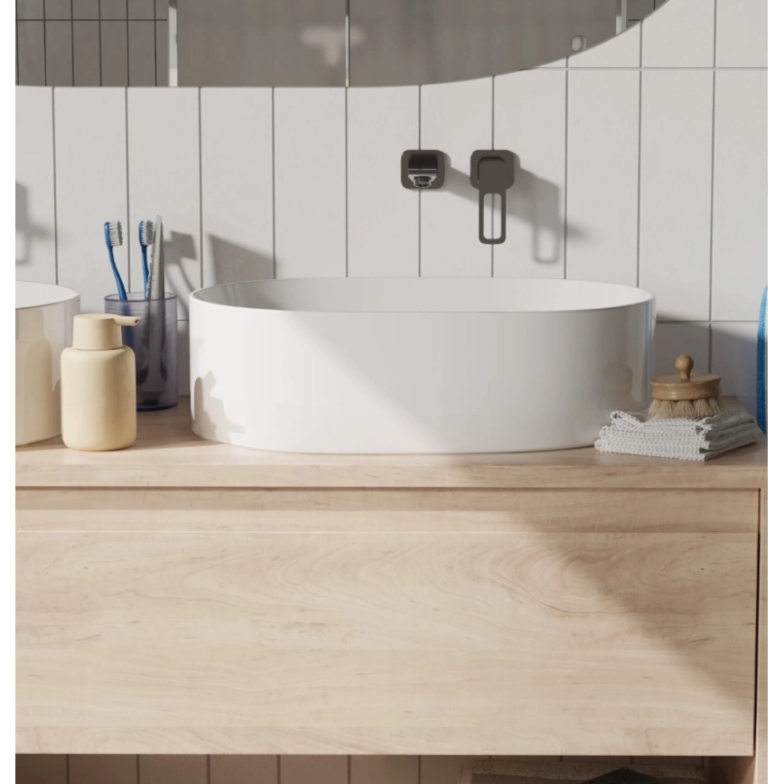 REA-U0600 - Aufsatzwaschbecken ALMA 36x57 cm Keramik / glänzend weiß
