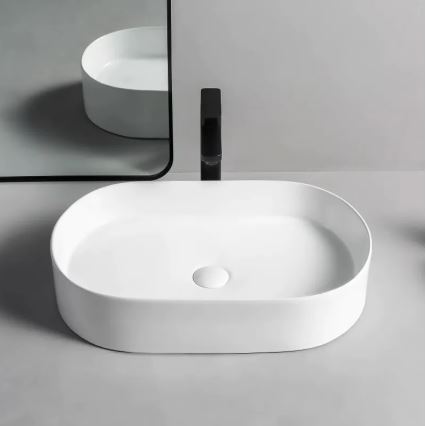 REA-U1055 - Aufsatzwaschbecken NADIA 38,5 x 61 cm, Keramik / Hochglanzweiß