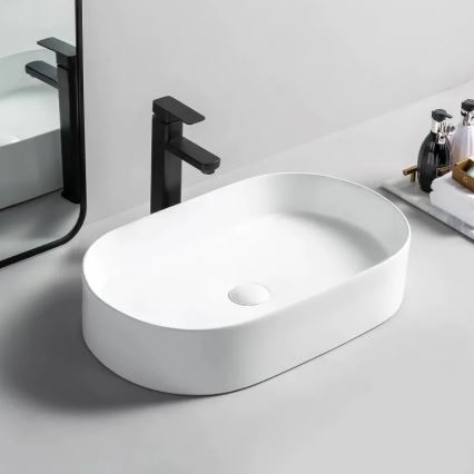 REA-U1055 - Aufsatzwaschbecken NADIA 38,5 x 61 cm, Keramik / Hochglanzweiß
