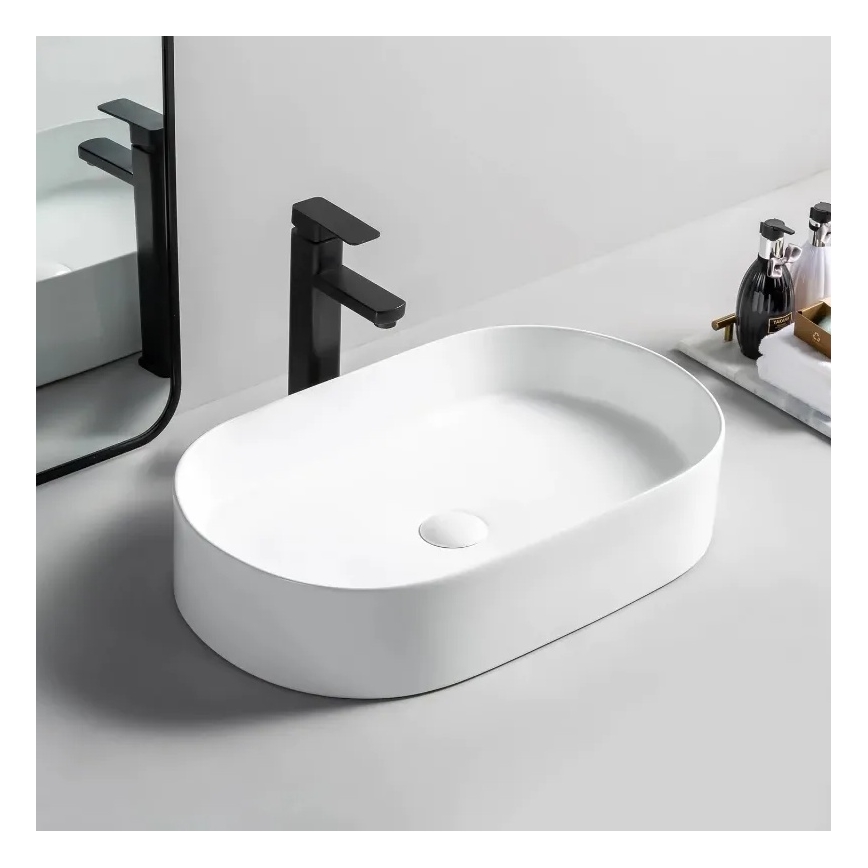 REA-U1055 - Aufsatzwaschbecken NADIA 38,5 x 61 cm, Keramik / Hochglanzweiß