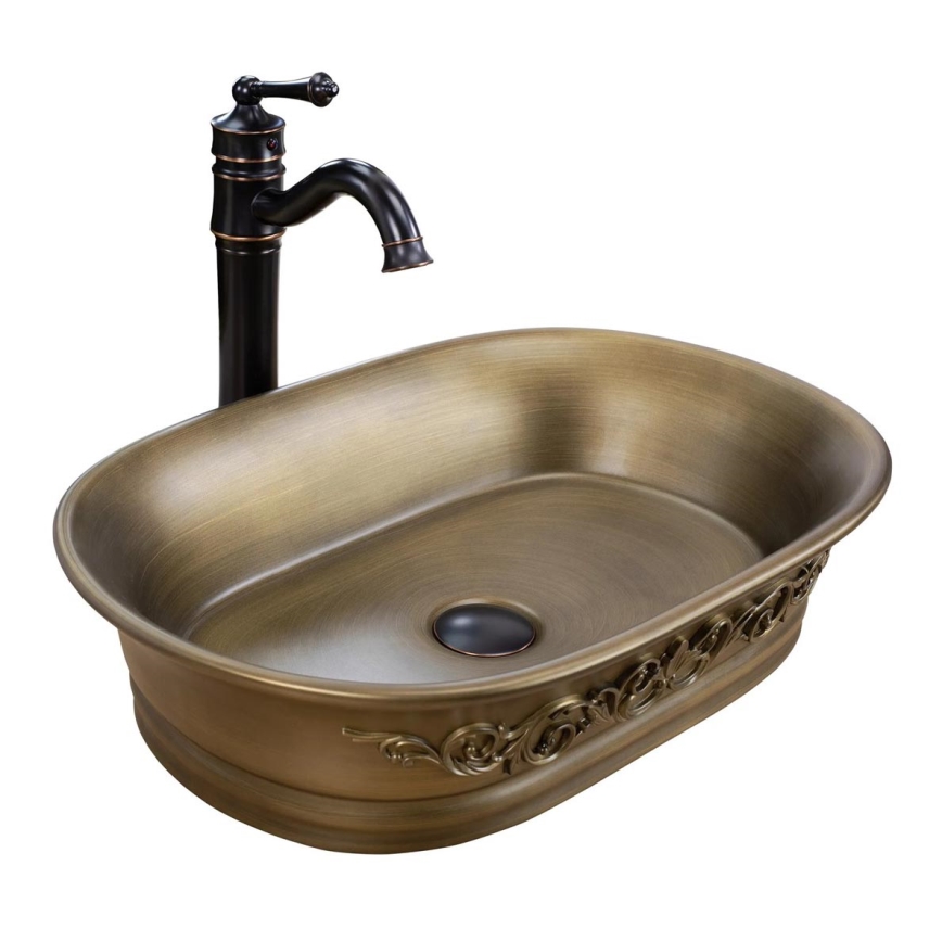 REA-U3305 -  Aufsatzwaschbecken WILMA RUSTIC 38x55 cm Keramik/kupferfarben