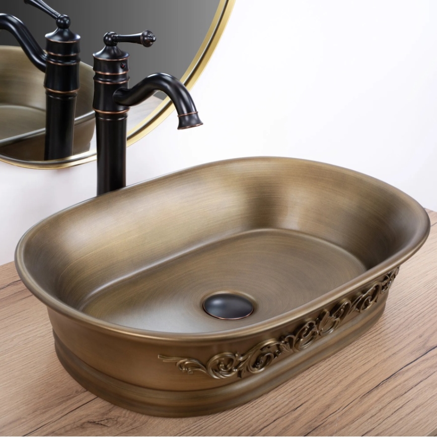 REA-U3305 -  Aufsatzwaschbecken WILMA RUSTIC 38x55 cm Keramik/kupferfarben