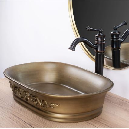 REA-U3305 -  Aufsatzwaschbecken WILMA RUSTIC 38x55 cm Keramik/kupferfarben