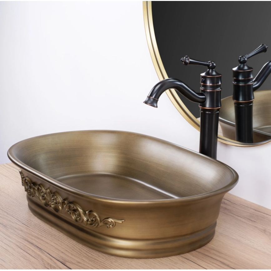 REA-U3305 -  Aufsatzwaschbecken WILMA RUSTIC 38x55 cm Keramik/kupferfarben