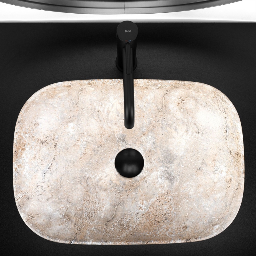 REA-U3323 - Aufsatzwaschbecken BELINDA 33,5x46,5 cm Keramik/Steinoptik