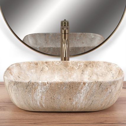 REA-U3323 - Aufsatzwaschbecken BELINDA 33,5x46,5 cm Keramik/Steinoptik