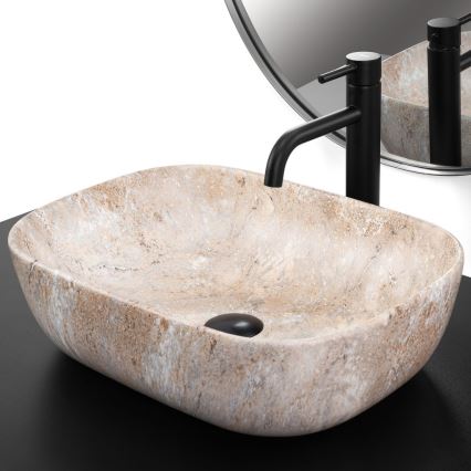 REA-U3323 - Aufsatzwaschbecken BELINDA 33,5x46,5 cm Keramik/Steinoptik