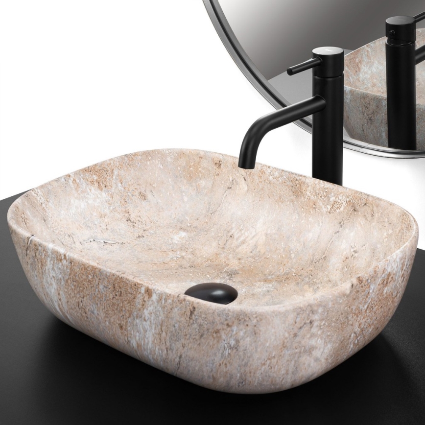 REA-U3323 - Aufsatzwaschbecken BELINDA 33,5x46,5 cm Keramik/Steinoptik