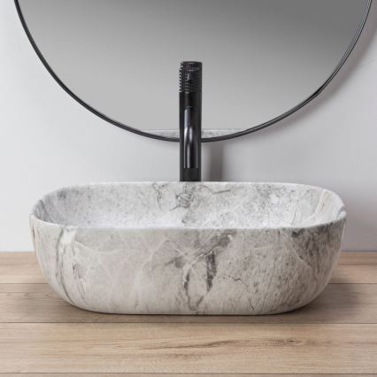 REA-U3800 - Aufsatzwaschbecken LIVIA 33,5x46,5 cm Keramik/Grau/Steinoptik