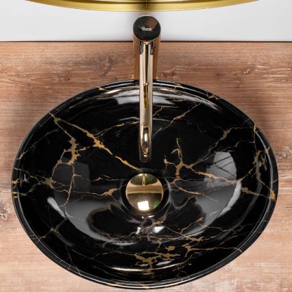 REA-U5611 - Aufsatzwaschbecken SOFIA 34,5x41 cm Keramik/Schwarz/Marmor-Dekor
