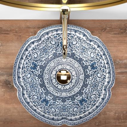REA-U5666 - Aufsatzwaschbecken VIVIEN Ø 42,5 cm Keramik/ornamentales Muster