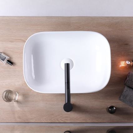 REA-U6300 - Aufsatzwaschbecken MONA SLIM 40 x 50,5 cm Keramik / Hochglanzweiß