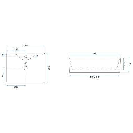 REA-U6524 - Aufsatzwaschbecken KELLY 38x49 cm Keramik/glänzend weiß