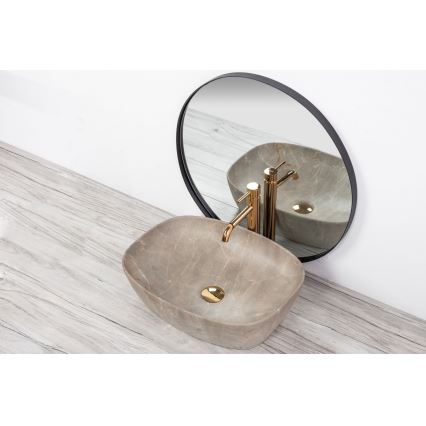 REA-U6647 - Aufsatzwaschbecken FREJA 39,5x51 cm Keramik/grau/Marmor-Optik