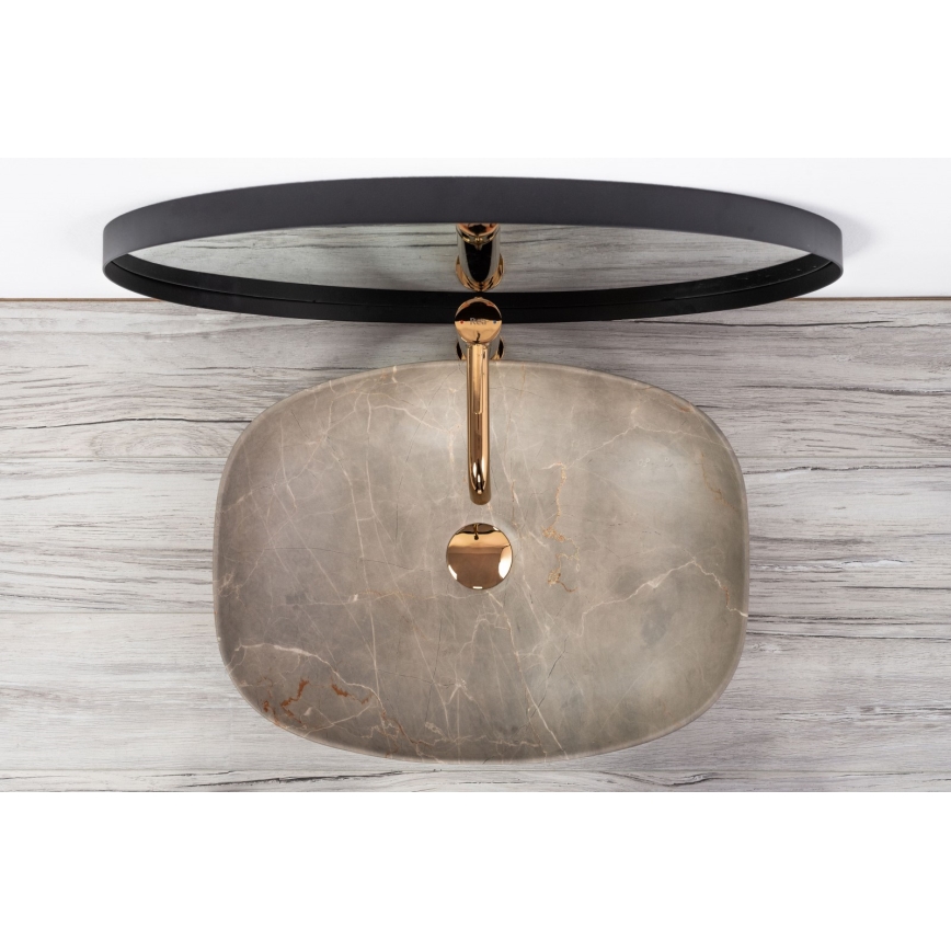 REA-U6647 - Aufsatzwaschbecken FREJA 39,5x51 cm Keramik/grau/Marmor-Optik