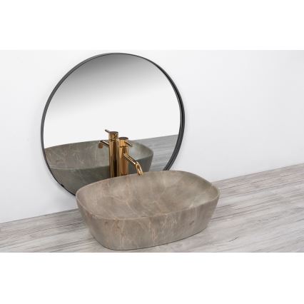 REA-U6647 - Aufsatzwaschbecken FREJA 39,5x51 cm Keramik/grau/Marmor-Optik