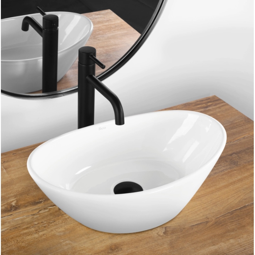 REA-U6802 - Aufsatzwaschbecken KATE 27x45 cm Keramik/glänzend weiß