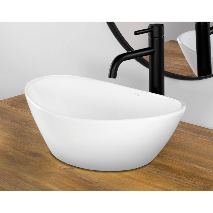REA-U6802 - Aufsatzwaschbecken KATE 27x45 cm Keramik/glänzend weiß