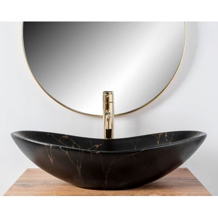 REA-U7478 - Aufsatzwaschbecken ROYAL 36x62 cm Keramik/Schwarz/Marmor-Dekor
