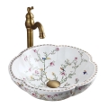 REA-U7504 - Aufsatzwaschbecken FELICIA, Ø 42,5 cm, Keramik, Blumenmuster