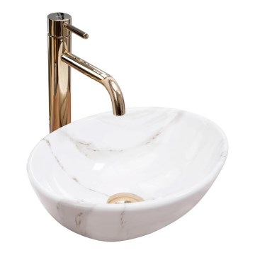 REA-U8014 - Aufsatzwaschbecken SOFIA MINI 27x34 cm, Keramik mit Marmor-Dekor