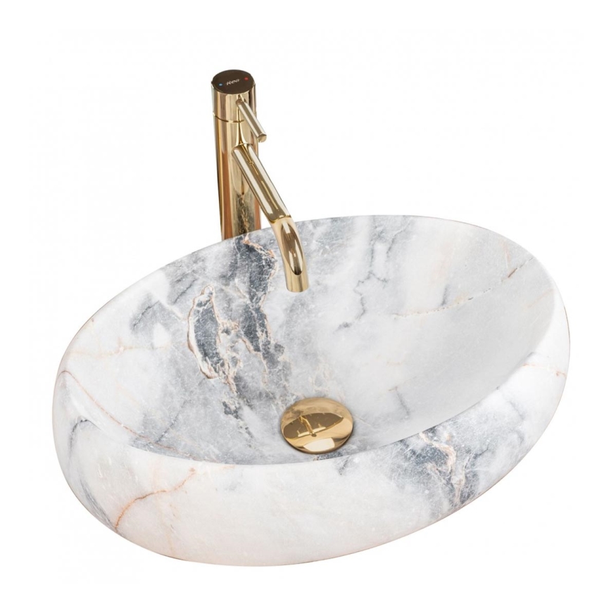 REA-U8567 - Aufsatzwaschbecken LINDA 34x48,5 cm Keramik mit Marmor-Dekor