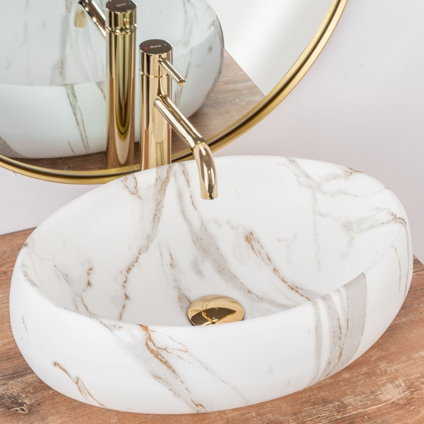 REA-U8568 - Aufsatzwaschbecken LINDA 34x48,5 cm Keramik/Marmor-Dekor
