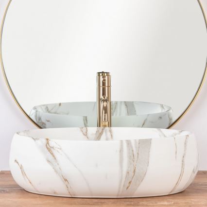 REA-U8568 - Aufsatzwaschbecken LINDA 34x48,5 cm Keramik/Marmor-Dekor