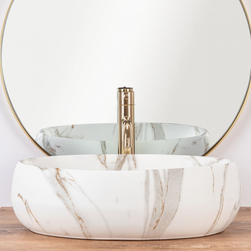 REA-U8568 - Aufsatzwaschbecken LINDA 34x48,5 cm Keramik/Marmor-Dekor